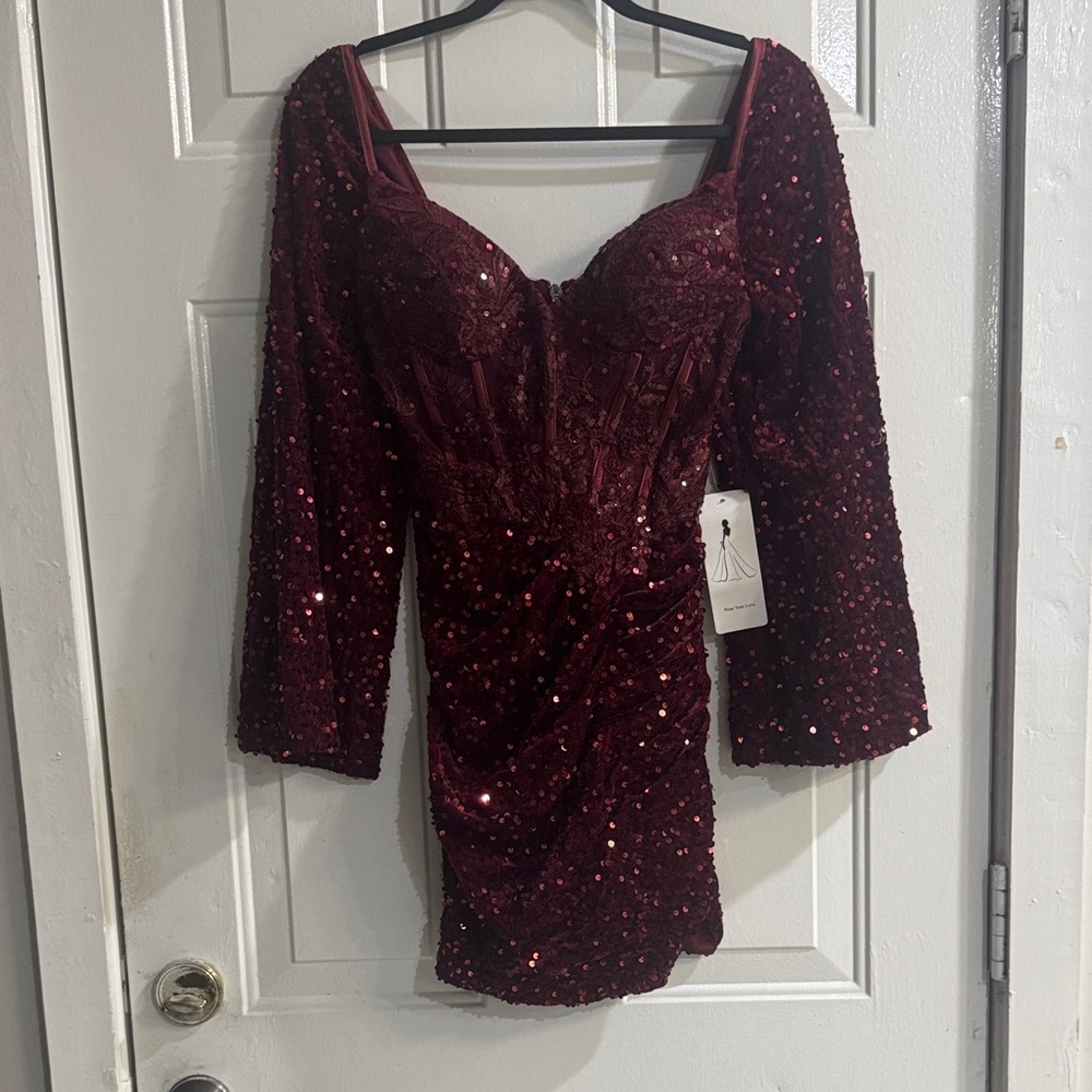 Glamorous Wine Sequin Midi Dress
